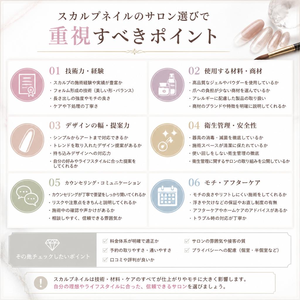 スカルプネイルサロンを選ぶポイント