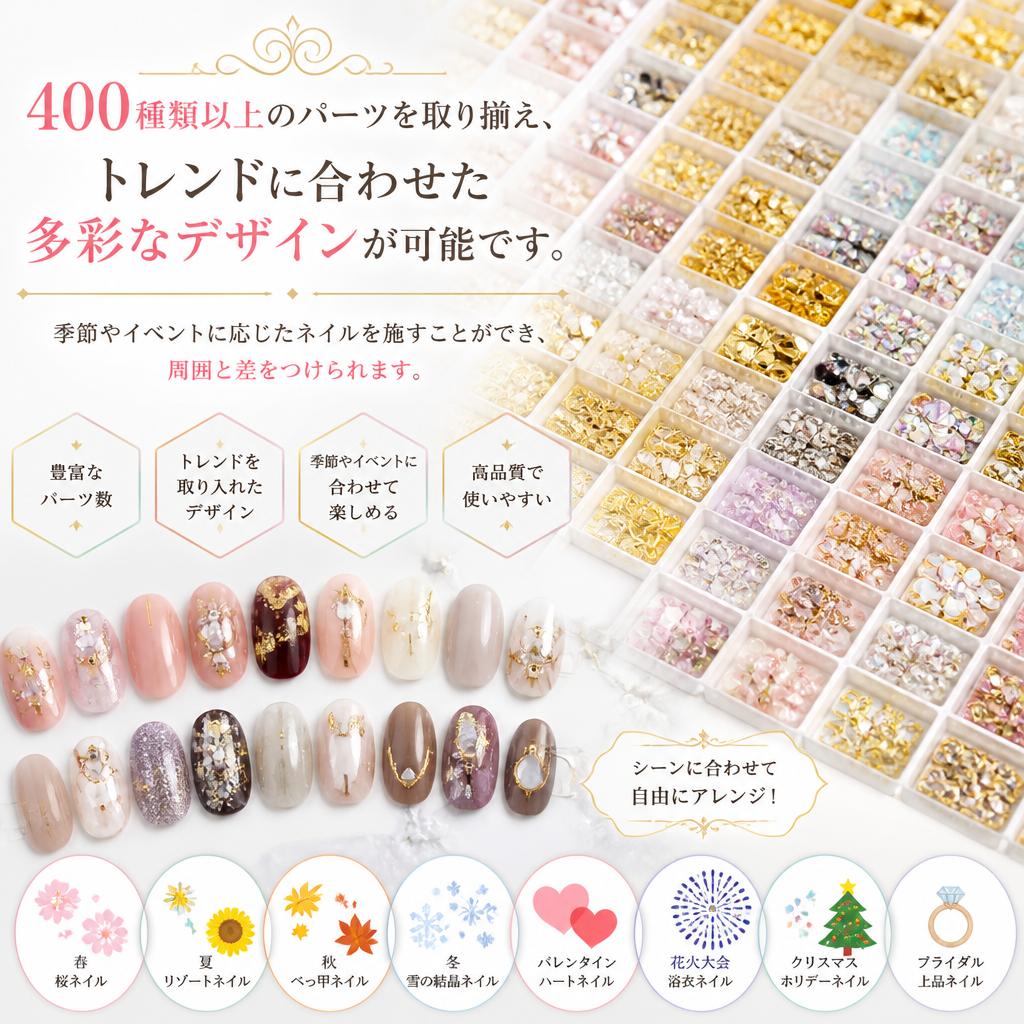 豊富なパーツと季節感のあるデザイン