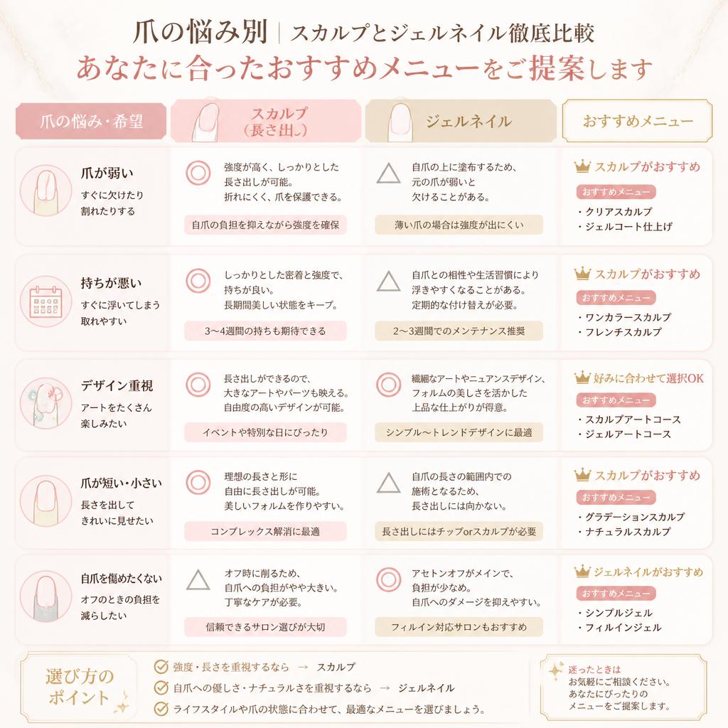 爪の悩み別、最適な選択肢