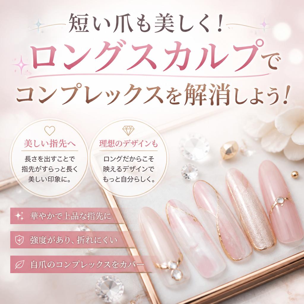 短い爪も美しく！ロングスカルプでコンプレックスを解消しよう！
