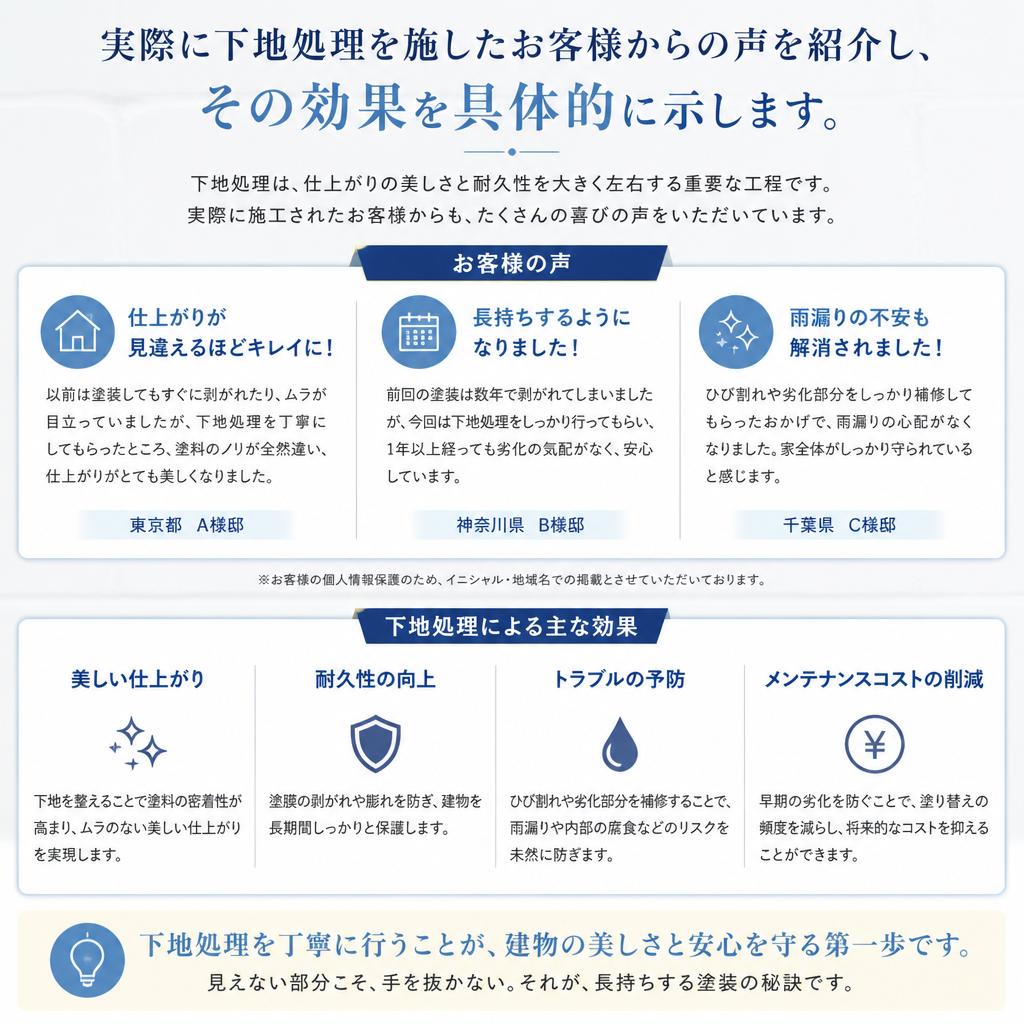 お客様の声: 下地処理がもたらした変化